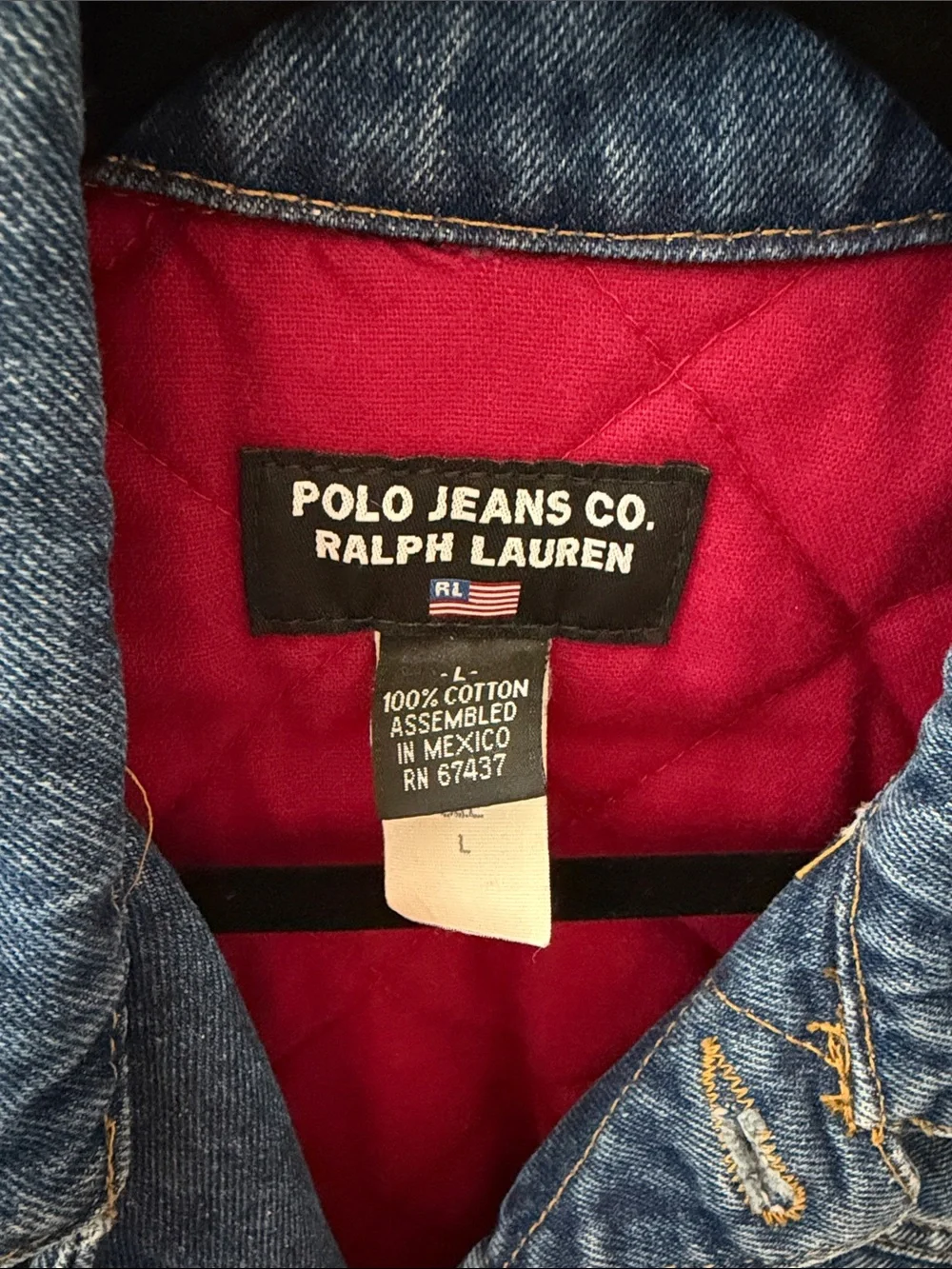 Polo by Ralph Lauren Blue Denim Jacket with Red Lining